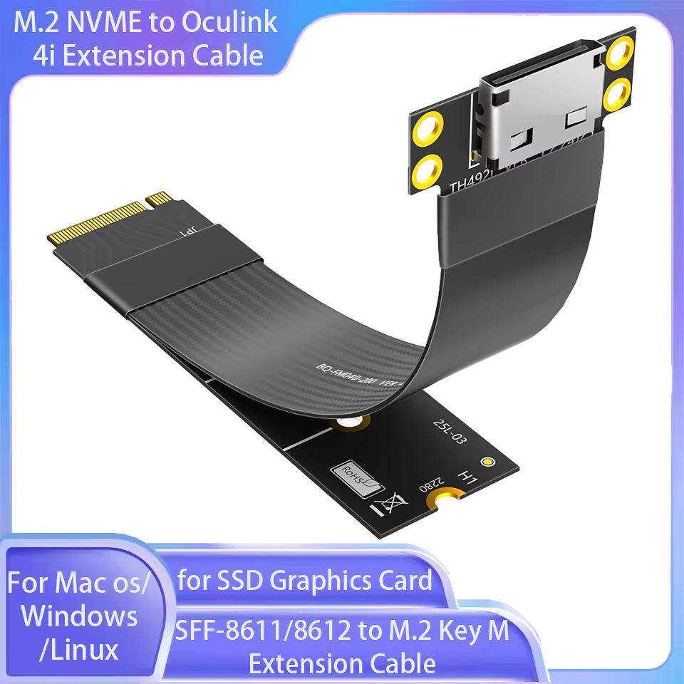 Oculink Egpu Mini Pc - M.2 NVMe - Oculink 4i 拡張ケーブル、SFF-8611/SFF-8612アダプター、Mキー、NGFF、PCIe、SSD、グラフィックスカード、eGPU、Windows/Linux、ミニPC用